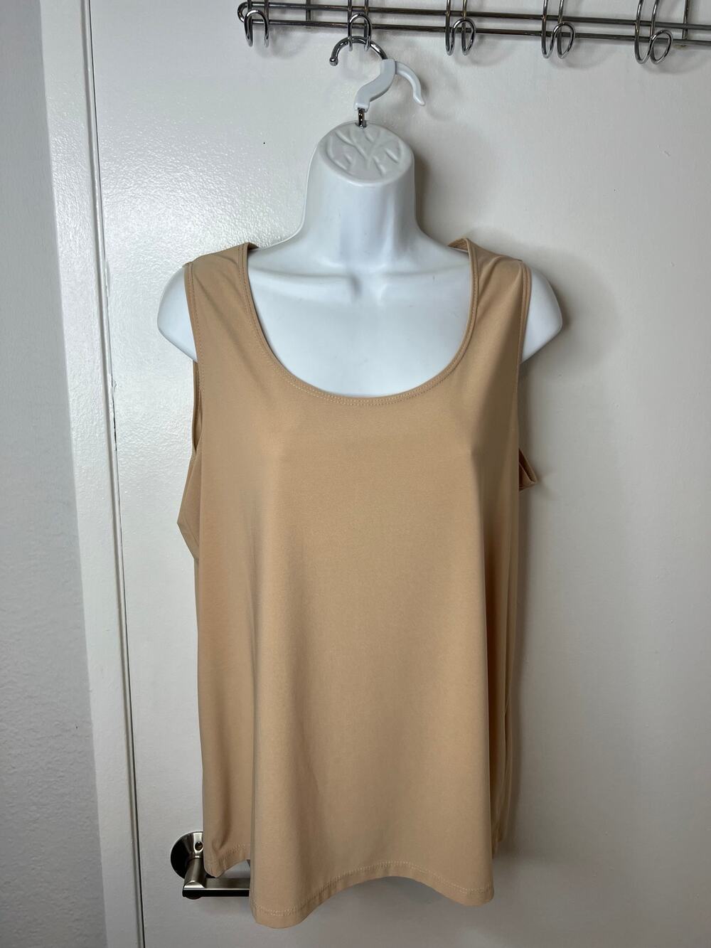 Slinky Brand Women's Scoop Neck Tank Top Beige ~ Size L